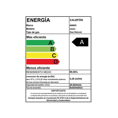 CALEFÓN ANWO 24 L/M HITECH HYDRO 42 TIRO FORZADO NG